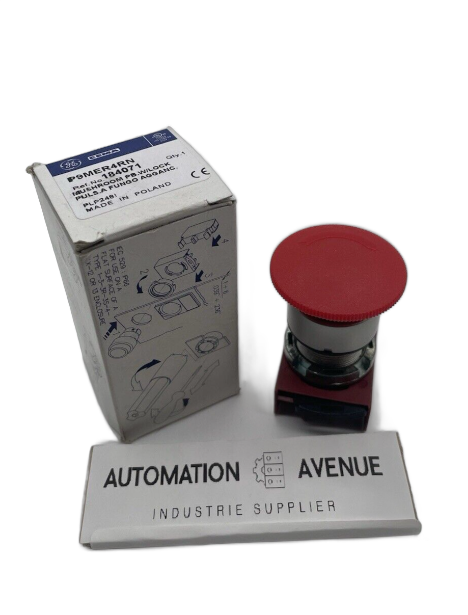 ABB P9MER4RN Mushroom Pushbutton Head 40 mm, red, twist release, IP66 (1SFA184071R9001)